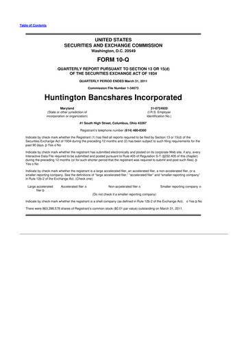 Thumbnail Huntington Bancshares
 10-Q Quarterly Report FY2011 