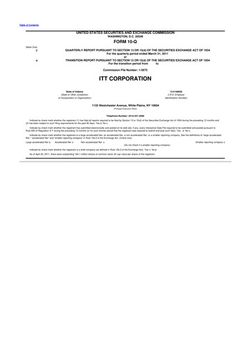 Vorschaubild ITT 10-Q Quartalsbericht 2011 