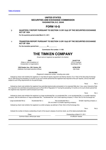 Thumbnail Timken Company
 10-Q Quarterly Report FY2011 
