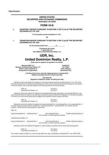 Thumbnail UDR Apartments 10-Q Quarterly Report FY2011 