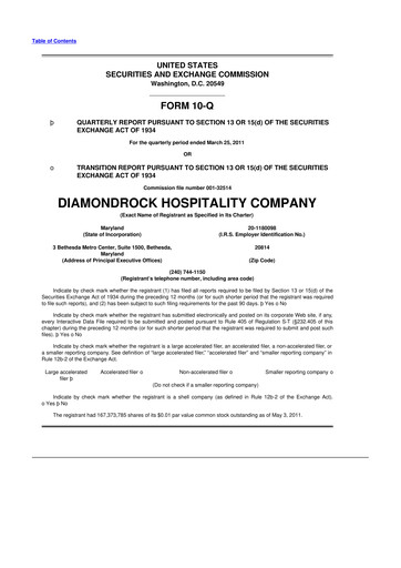 Thumbnail Diamondrock Hospitality Company 10-Q Quarterly Report FY2011 