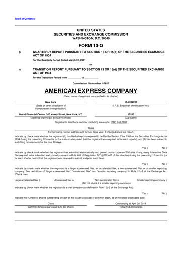 Thumbnail American Express 10-Q Quarterly Report FY2011 