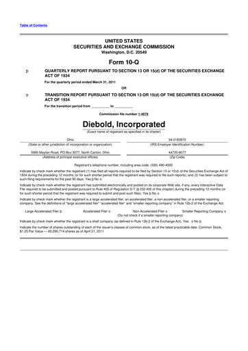 Miniature Diebold Nixdorf
 10-Q Rapport trimestriel 2011 