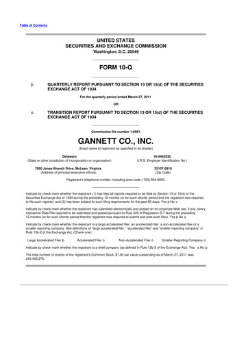 Thumbnail Tegna 10-Q Quarterly Report FY2011 