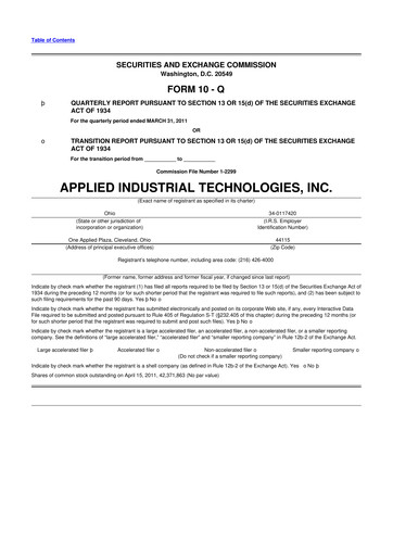 Vorschaubild Applied Industrial Technologies
 10-Q Quartalsbericht 2011 