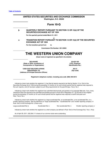 Thumbnail Western Union 10-Q Quarterly Report FY2011 