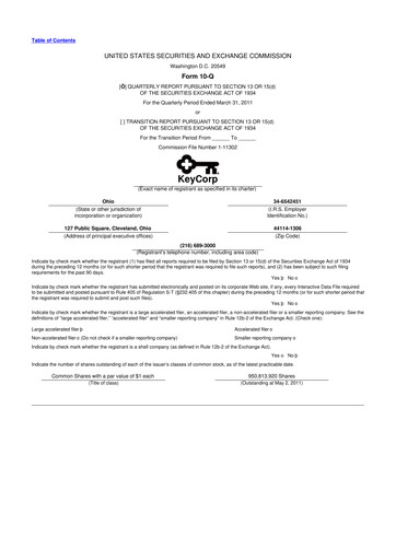 Thumbnail KeyCorp (KeyBank) 10-Q Quarterly Report FY2011 