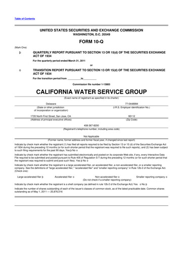 Vorschaubild California Water Service Group 10-Q Quartalsbericht 2011 