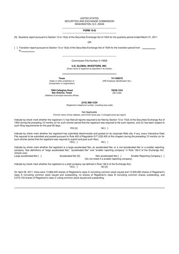 Thumbnail U.S. Global Investors 10-Q Quarterly Report FY 