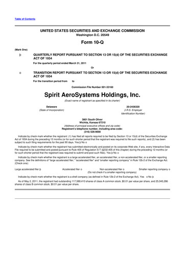 Thumbnail Spirit AeroSystems 10-Q Quarterly Report FY2011 