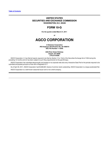 Thumbnail AGCO 10-Q Quarterly Report FY2011 