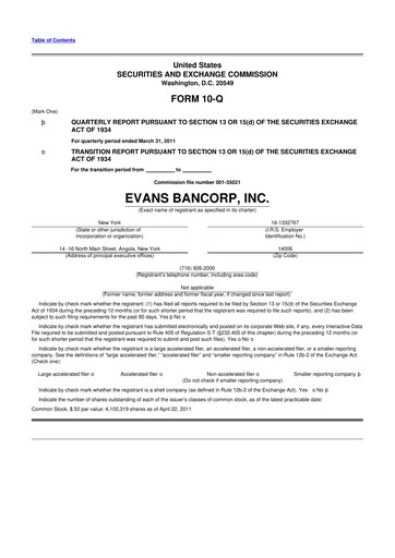 Vorschaubild Evans Bancorp 10-Q Quartalsbericht  