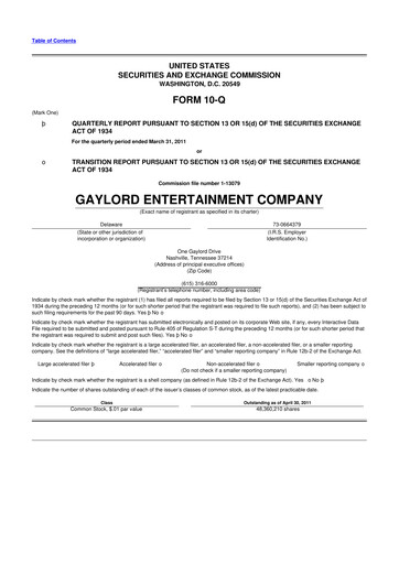 Thumbnail Ryman Hospitality Properties 10-Q Quarterly Report FY2011 