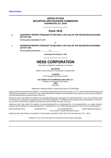 Thumbnail Hess 10-Q Quarterly Report FY2011 