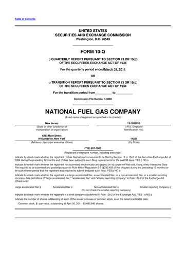 Thumbnail National Fuel Gas
 10-Q Quarterly Report FY2011 