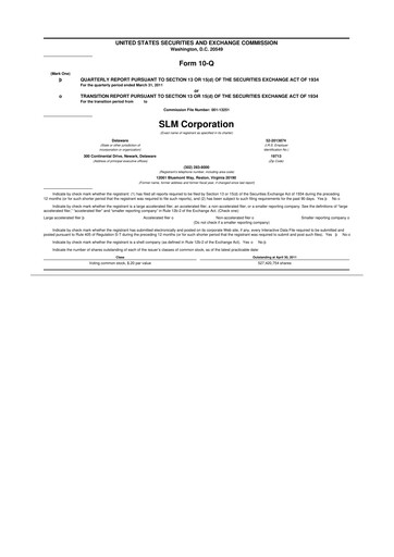 Thumbnail SLM Corporation (Sallie Mae) 10-Q Quarterly Report FY2011 