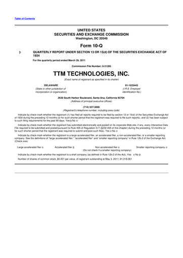 Thumbnail TTM Technologies
 10-Q Quarterly Report FY 