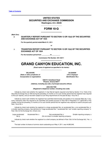 Thumbnail Grand Canyon Education 10-Q Quarterly Report FY2011 