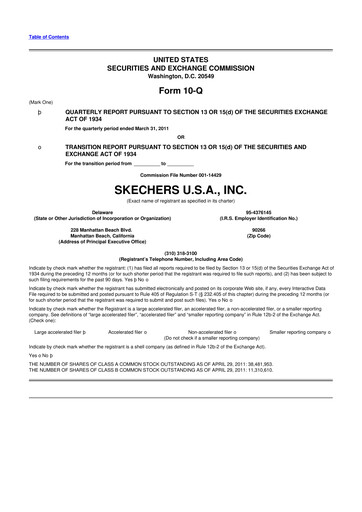 Thumbnail Skechers
 10-Q Quarterly Report FY2011 