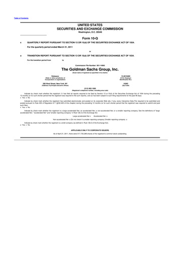 Thumbnail Goldman Sachs 10-Q Quarterly Report FY2011 