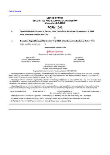 Vorschaubild Johnson & Johnson 10-Q Quartalsbericht 2011 