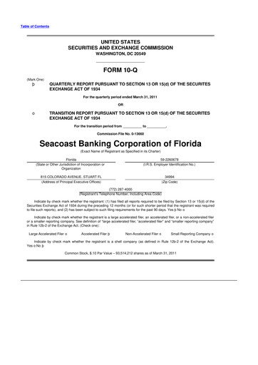 Thumbnail Seacoast Banking 10-Q Quarterly Report FY 