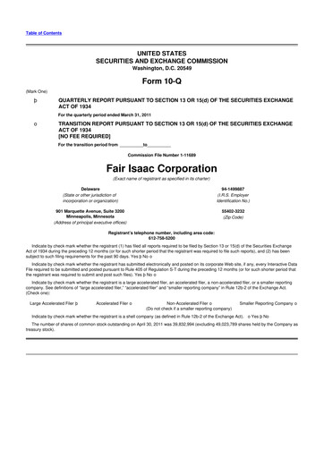 Thumbnail Fair Isaac (FICO) 10-Q Quarterly Report FY2011 