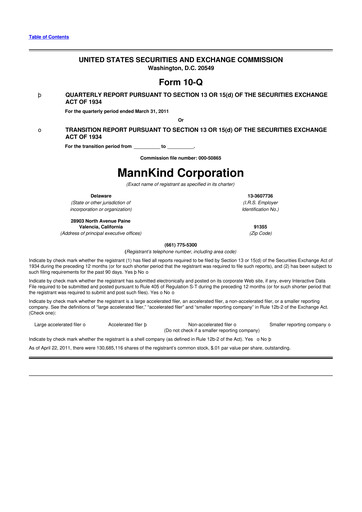 Thumbnail MannKind Corp 10-Q Quarterly Report FY 