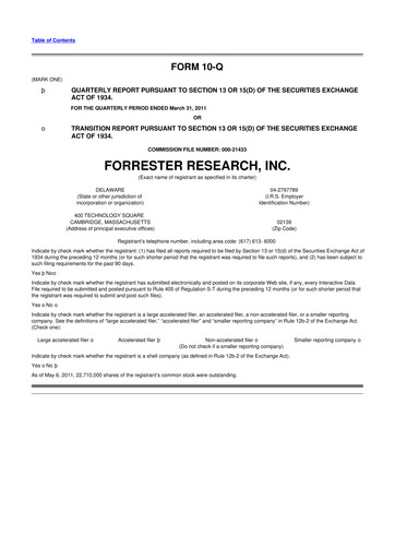 Vorschaubild Forrester Research
 10-Q Quartalsbericht  