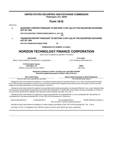 Vorschaubild Horizon Technology Finance 10-Q Quartalsbericht  
