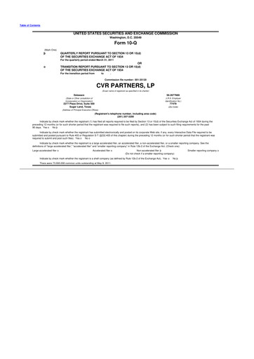 Thumbnail CVR Partners 10-Q Quarterly Report FY 