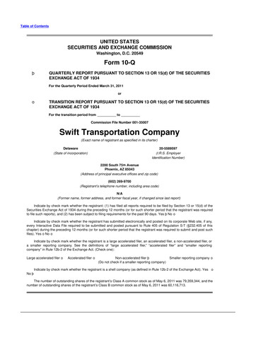 Thumbnail Knight-Swift Transportation
 10-Q Quarterly Report FY 