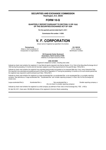 Thumbnail VF Corporation 10-Q Quarterly Report FY2011 