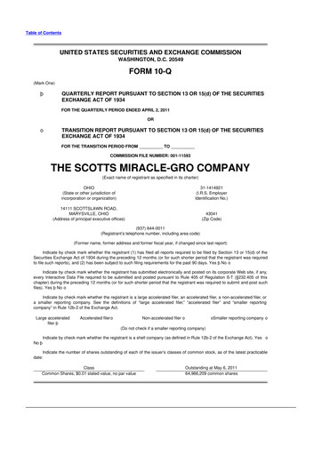 Thumbnail ScottsMiracle-Gro 10-Q Quarterly Report FY2011 
