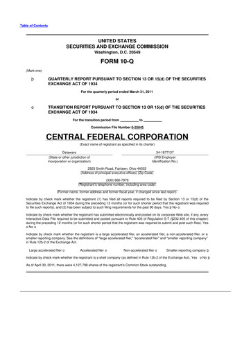 Miniature CF Bankshares 10-Q Rapport trimestriel  
