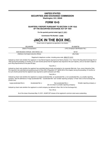 Vorschaubild Jack in the Box
 10-Q Quartalsbericht 2011 