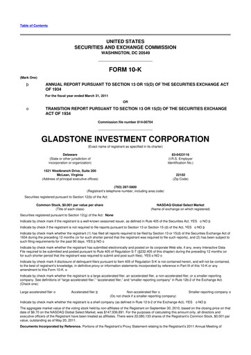 Thumbnail Gladstone Investment 10-K Annual Report 