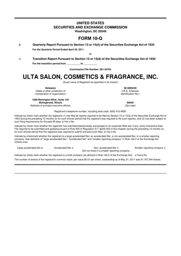 Thumbnail ULTA Beauty
 10-Q Quarterly Report FY2011 