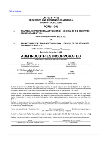Thumbnail ABM Industries
 10-Q Quarterly Report FY2011 