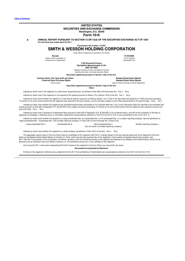 Thumbnail Smith & Wesson 10-K Annual Report 