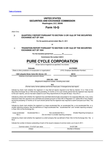 Thumbnail Pure Cycle (water) 10-Q Quarterly Report FY 