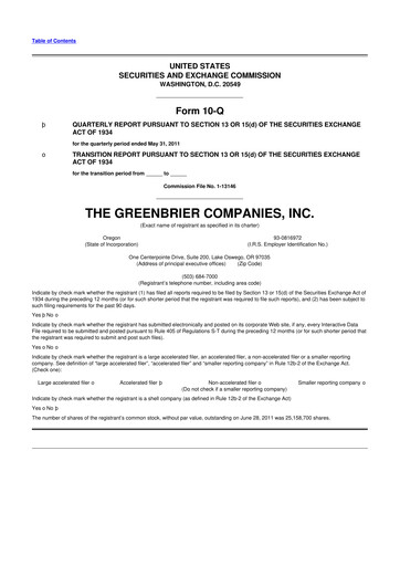 Thumbnail The Greenbrier Companies
 10-Q Quarterly Report FY 