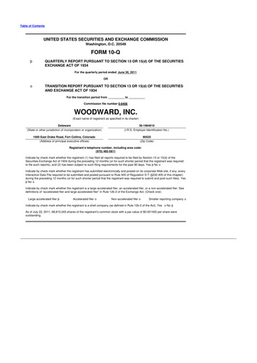 Thumbnail Woodward 10-Q Quarterly Report FY2011 