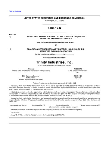 Vorschaubild Trinity Industries
 10-Q Quartalsbericht 2011 