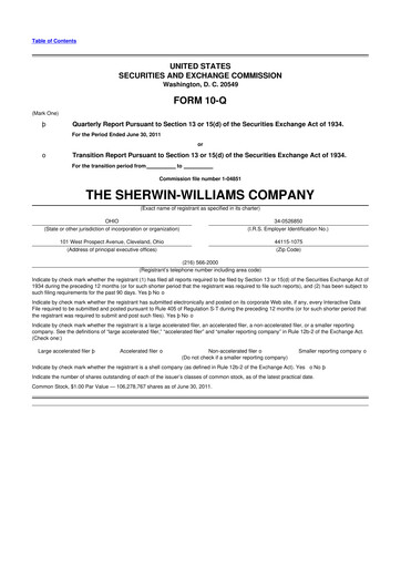 Thumbnail Sherwin-Williams 10-Q Quarterly Report FY2011 