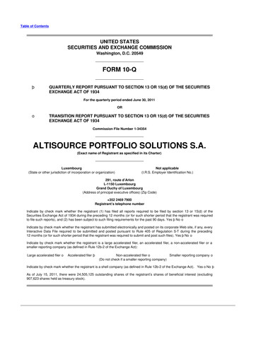 Vorschaubild Altisource Portfolio Solutions
 10-Q Quartalsbericht 2011 