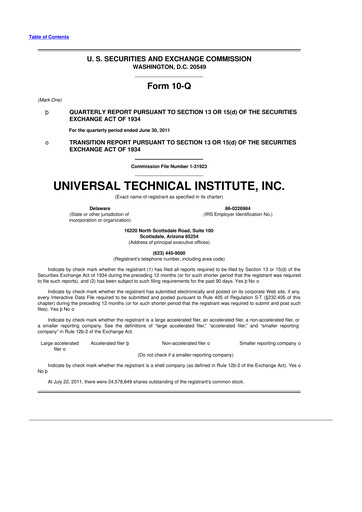 Thumbnail Universal Technical Institute 10-Q Quarterly Report FY2011 