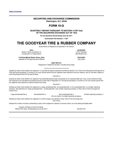 Thumbnail Goodyear 10-Q Quarterly Report FY2011 