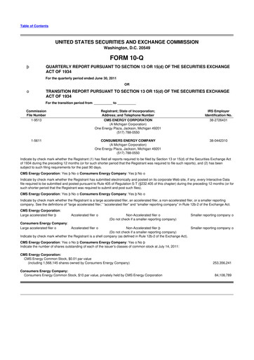 Thumbnail CMS Energy
 10-Q Quarterly Report FY2011 