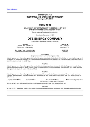 Thumbnail DTE Energy
 10-Q Quarterly Report FY2011 